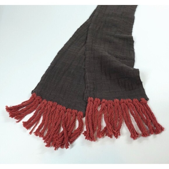 LemLem Scarf Womens Brown Gauzy Fringe Liya Kebede Artisan Woven Boho Lagenlook - Picture 6 of 10